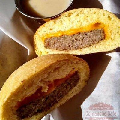 Sausage patty and cheddar klobasnek