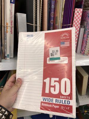 $3.99 for ONE PACK of lined paper