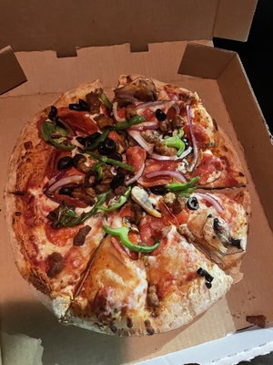 Supreme pizza lacking in toppings