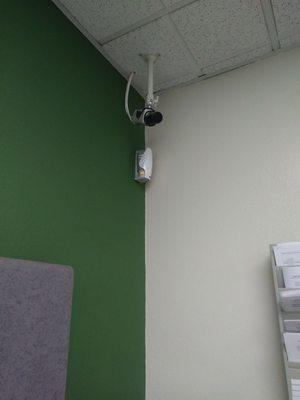 Camera in County office 4th floor, here to get restraining order since it hasnt been served