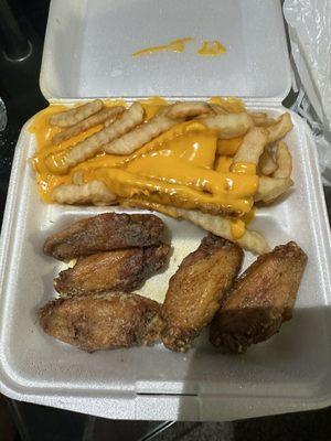 Power ranch wings and cheese fries