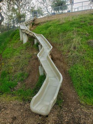 The Rotary Club of Morgan Hill put this 2 section slide in the park. Kids will love it. This is the bottom slide.