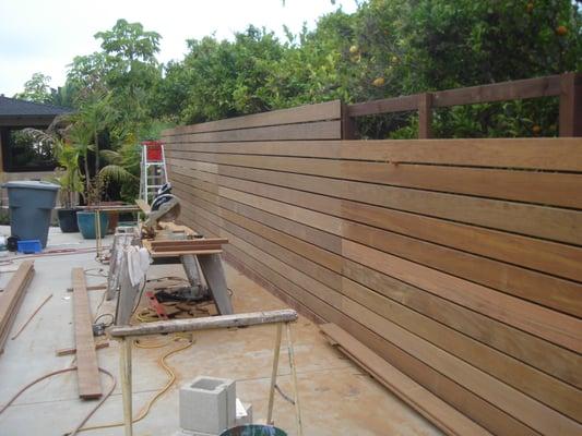 Wood fencing in Ipe.