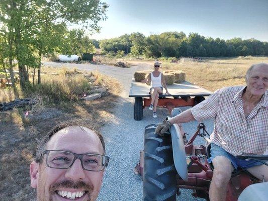 Getting ready for the music festival with hayrack rides