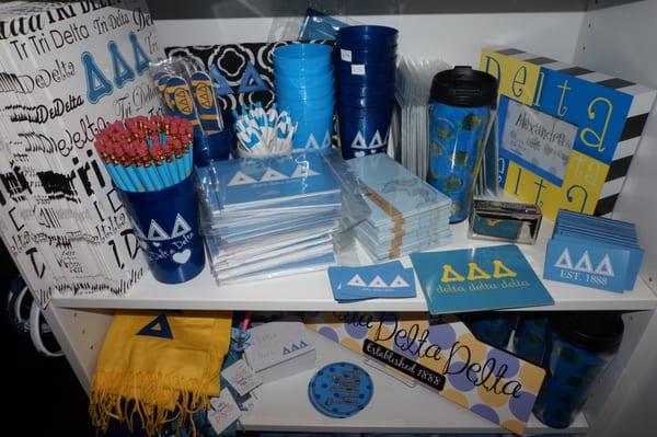 We have it all signs, stickers, notepads, pens, pencils and more.  Shop the best Greek Store in North Texas!