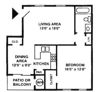 One bed / One bath 880 Sq. ft.