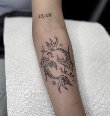 koi fish tattoo & small w.a.y.s tattoo