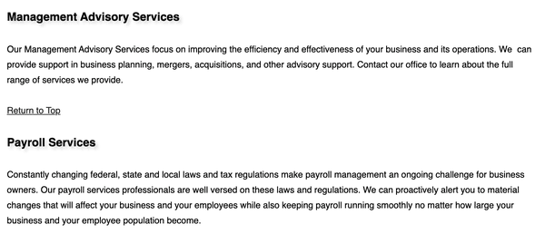 We have an excellent client-retention rate, and we are extremely proud of the high-quality services that our firm provides.