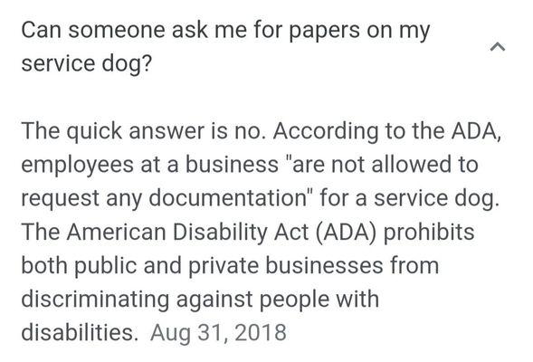 This motel needs to change their policies. I am a 100% disabled veteran and they would not allow my service dog without papers.