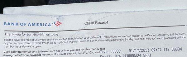 Today is 1/14/23 yet this in person teller transaction receipt shows 1/17/23. This post will be my proof that i made this payment