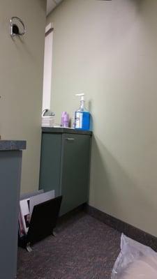 Not a lot of privacy. There is an opening between exam rooms. You can see the patien in the next room when rinsing.