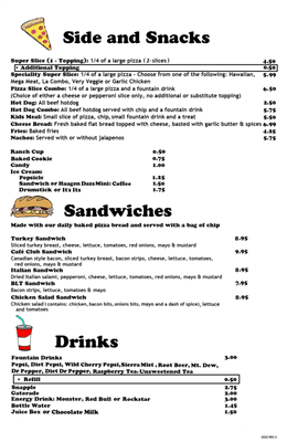 Side and Snack Menu (Prices are subject to change without notice)