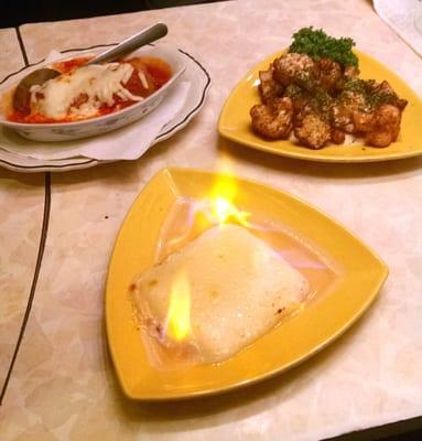 Flaming Cheese, Stuffed Peppers and Greek Cauliflower