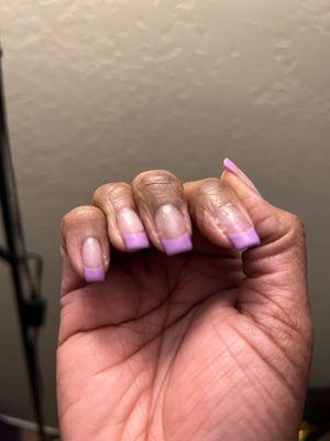 Don't get gel on natural nails; disaster!