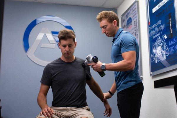 Opening up the anterior shoulder with hypervolt