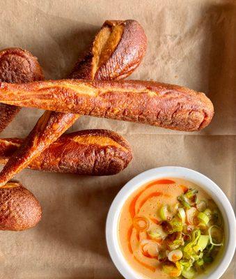 Pretzels and beer cheese