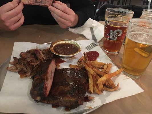 Good bbq in a unique setting. Ribs stand out! Great beer selection too.