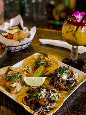 Left - tilapia tacos, right - crispy mushroom tacos