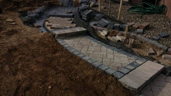 putting in another custom @techobloc #hardscape #paver #walkway & #patio