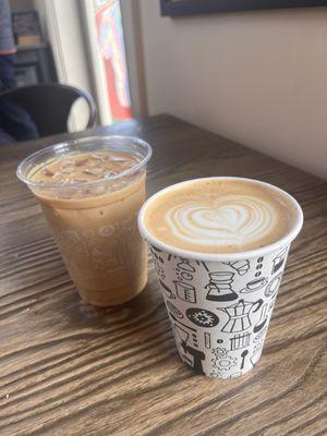 Iced lavender latte and Cinnamon Toast Crunch latte