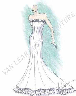 Fashion Illustration made by Lora VanLear. Every VanLear Custom Couture custom client receives a fashion illustration that is frameable.