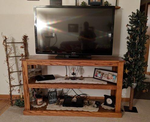 Solid oak, mortise and tenon construction, TV stand