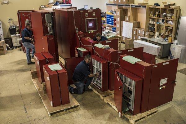 Our custom enclosures being worked on in the shop