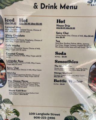 Drinks Menu