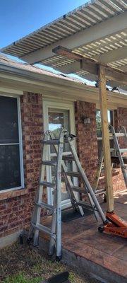 After raising this Gazebo we added a custom roof flashing on this new replacement  roof.