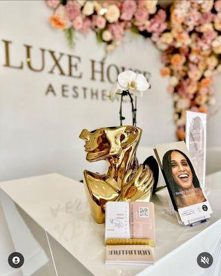 Luxe house aesthetics reception fully staffed with highly trained and passionate personnel.