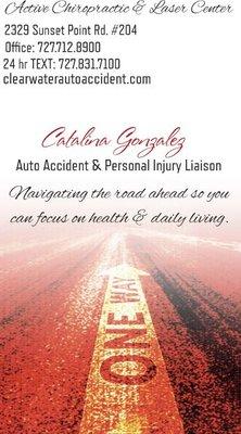 We have our own Auto Accident and Personal Injury Liaison in our clinic for your convenience!