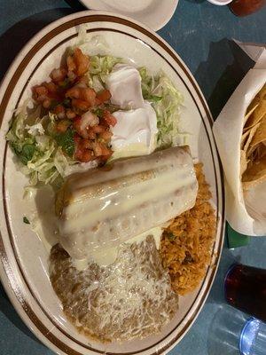 Lunch ground beef chimichanga