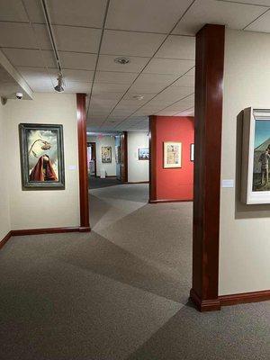 View of one of the upstairs galleries, which features the work of Ohio artist, Clarence Holbrook Carter