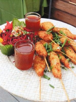 Maui Island Coconut Shrimp Kebobs with Ginger Amerisan Sauce