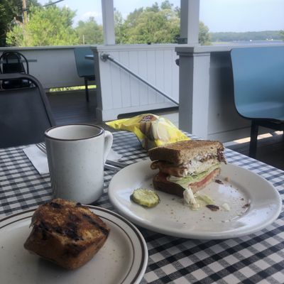 Coffee grilled haddock and blueberry muffin