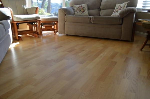 The reclaimed floor in our living room!