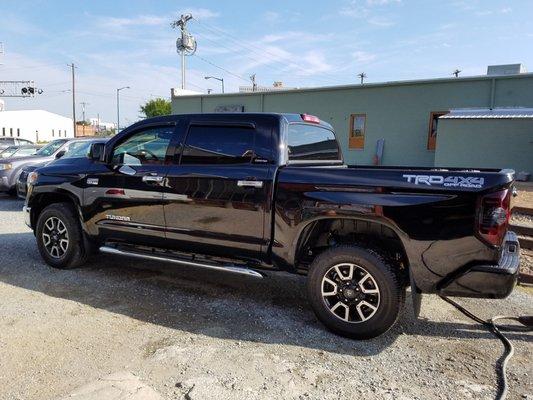 Tinted with a spray bedliner,auto ventshades and keyless remote start.