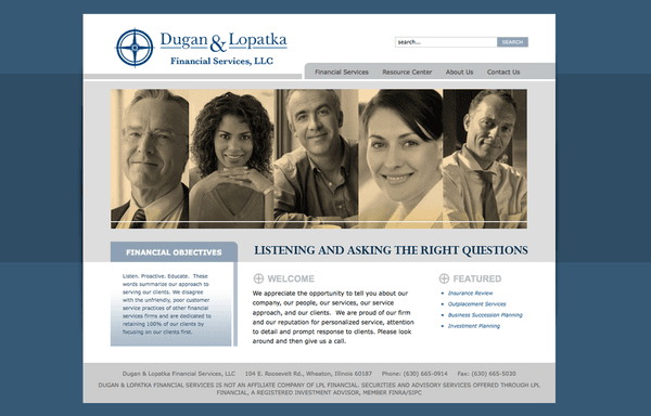 Website design and development for Dugan & Lopatka Financial Services.