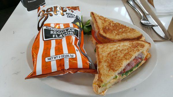 Grilled Cheese with Pimento Cheese (They were out of the side of Sweet Potato Salad, so they substituted Zapps)