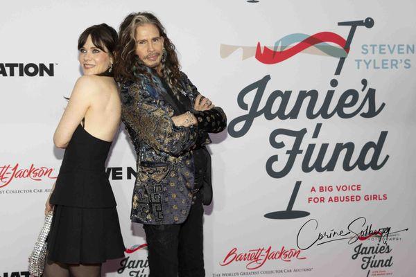 Zooey Deschanel & Steven Tyler at the Janie's Fund Grammy Viewing Party!