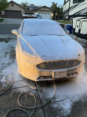 Maintenance wash on a Ford Fusion. Call or text to book an appointment at 661-703-3275