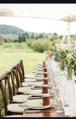 Beautiful farm tables and place settings