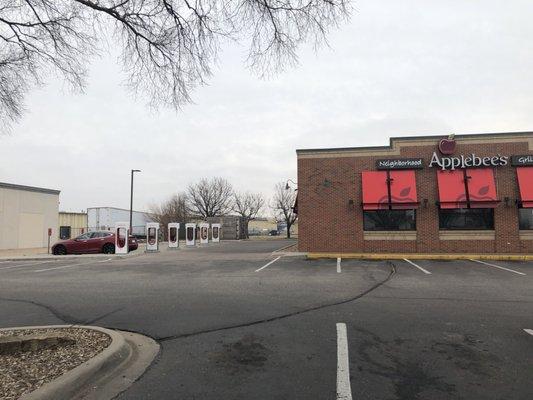 Chargers off to the side of the Applebee's