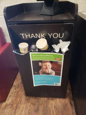 Trash cans over flowing.  Every table is filthy. Counters and floors are disgusting.