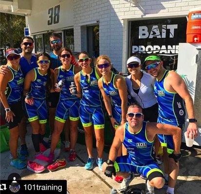 Key biscayne Triathlon team 101 training visiting their transition spot