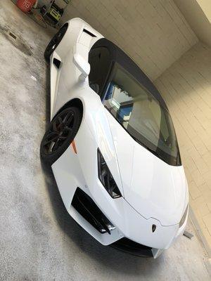 Beautiful pearl white Lamborghini washed and waxed