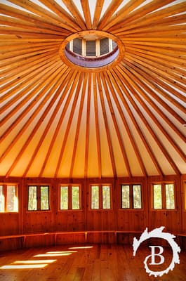 Corroborree Yurt - space for rustic meetings, overnight trips for groups.  Has propane heater, outside fire pit, two bathrooms.