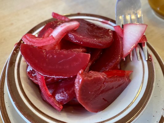 Homemade pickled beets