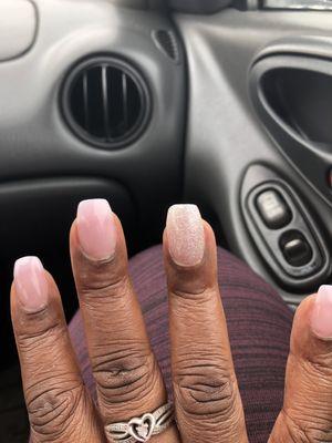 Gel nails with pink acrylic