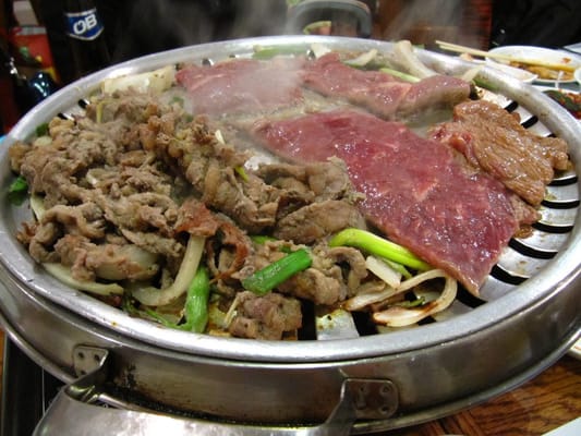 Beef Bulgogi (Cooked - Left); Kalbi (Rare - right)